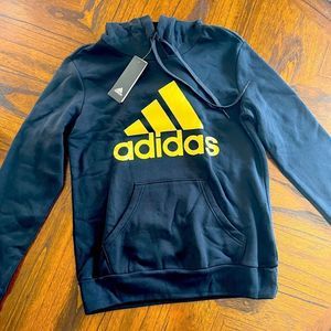 Adidas Women’s Metallic-Logo Hoodie-Black Small